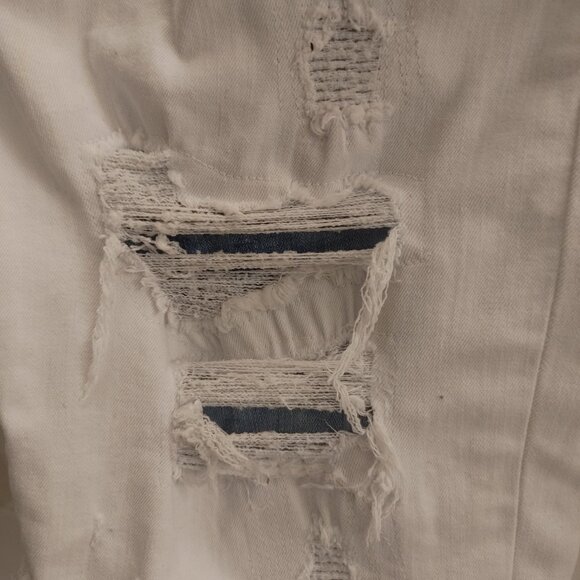 Distressed White Express Slim Fit Stretch+ Jean Shorts 32" Waist x 9" Inseam - Picture 5 of 8